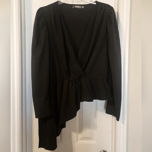 Missguided Asymmetrical Peplum Top | Long Sleeve - Picture 1 of 6
